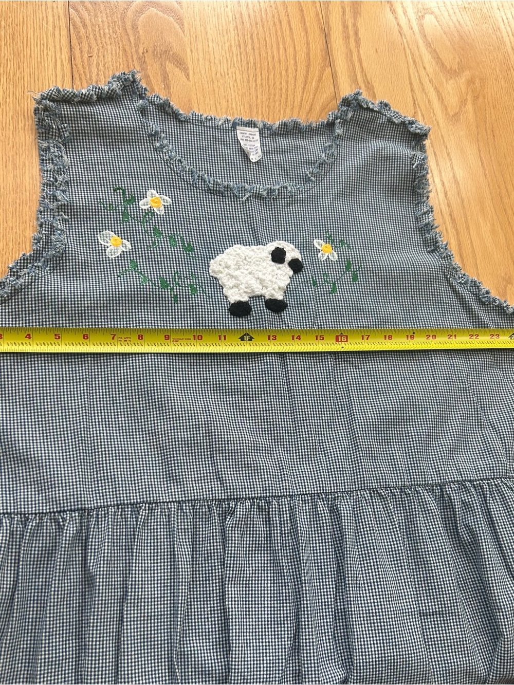 Vintage Country Jumpers Gingham Dress NWT XL‎ Handmade Sheep Embroidery Prairie - Picture 8 of 9